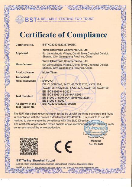 China Yunxi Electronic Commerce Co.,Ltd certification